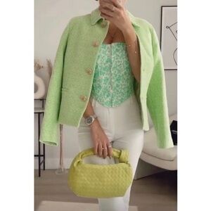🔥🔥🔥Zara Green Textured Button Down Blazer Jacket